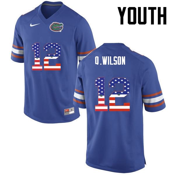 Youth NCAA Florida Gators Quincy Wilson #12 Stitched Authentic USA Flag Fashion Nike Blue College Football Jersey DKT7265GF